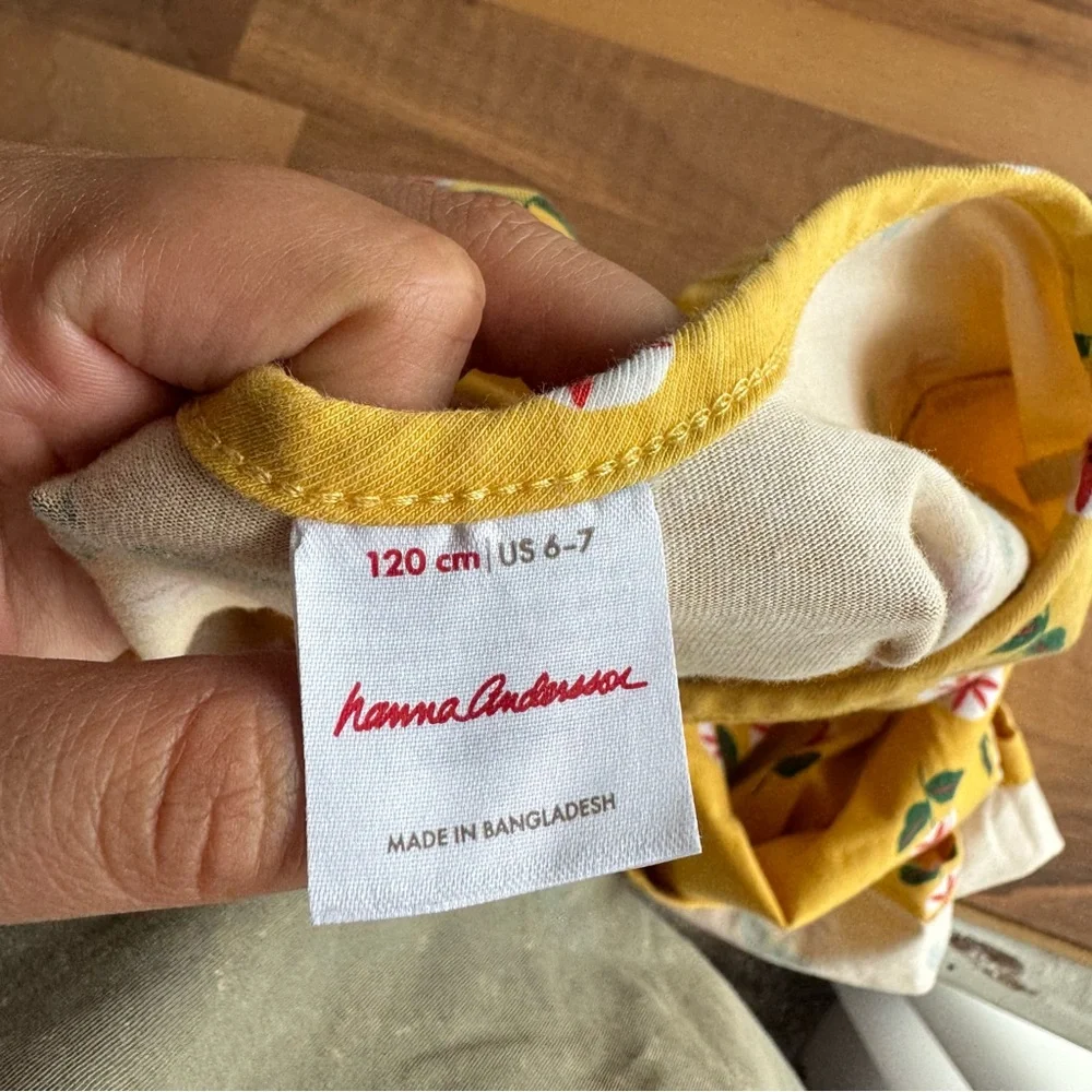 Hanna Andersson Yellow Floral Play Dress With Pockets Size 6-7 - Picture 5 of 9
